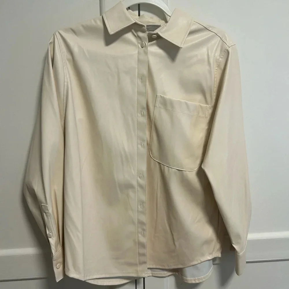 A New Day Faux Leather Button Up